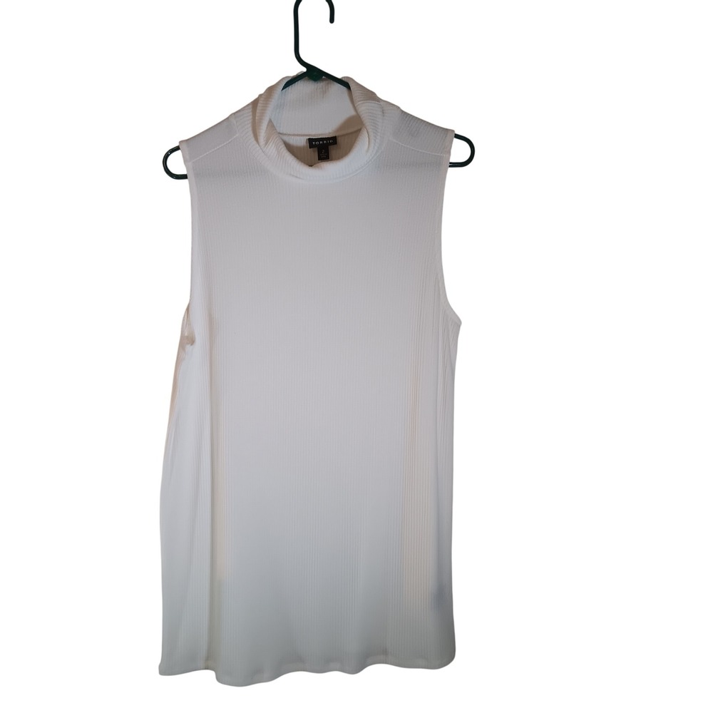 Torrid Sleeveless Ribbed Turtleneck Tank Top White Plus Size Blouse